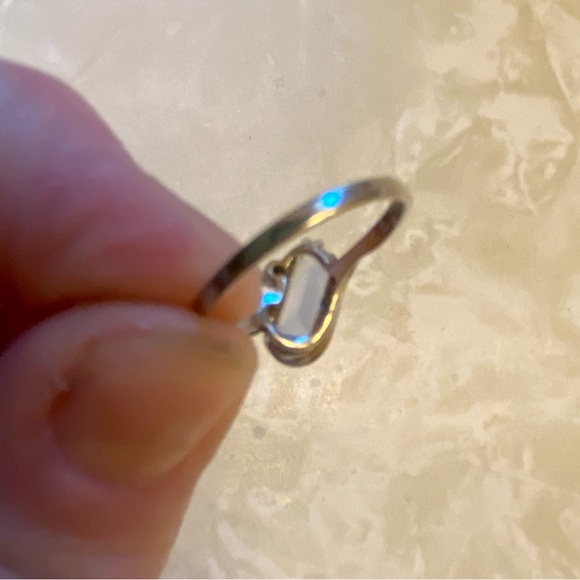 10k White Gold Antique 1900’s 1.5 carat Emerald Cut Aquamarine & Diamond Ring - Picture 3 of 15